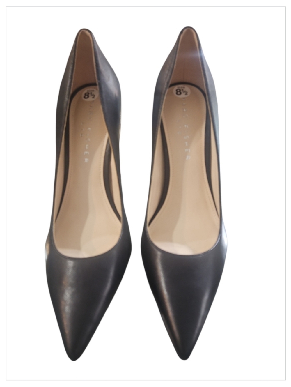 Marc Fisher LTD Abilene Black Leather Pointed Toe Block Heel Pumps sz 8.5 - Picture 4 of 9